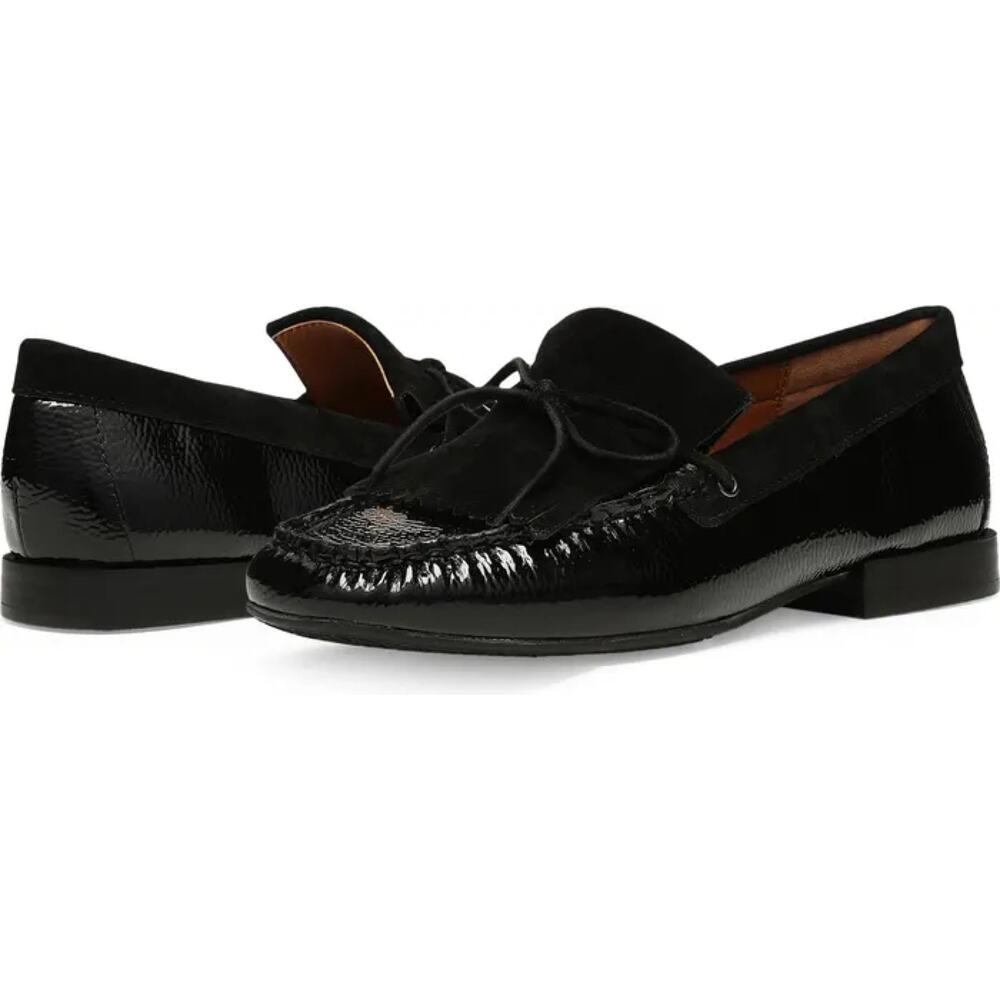 New Donald Pliner Breezy Loafer in Black Leather / Suede Women's Size 5